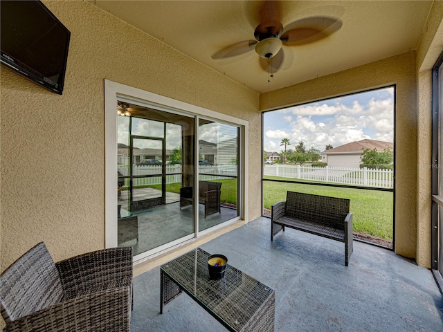 8720 Savory Walk Dr, Land O Lakes, FL 34637 - sunroom with a ceiling fan