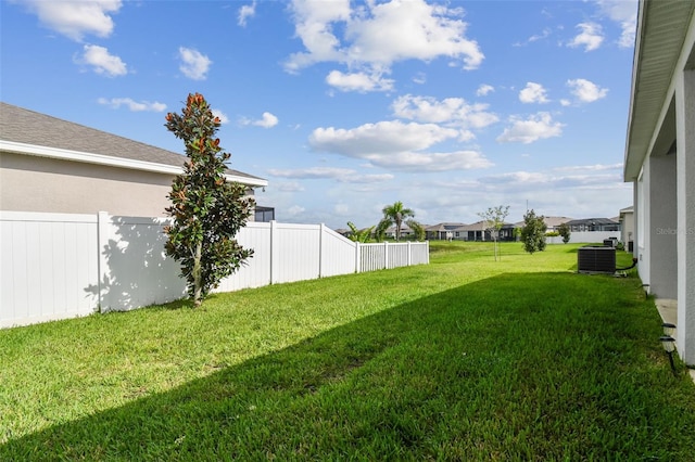 view of yard featuring central AC