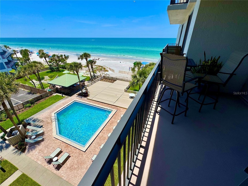 2618 Gulf Blvd Unit 407, Indian Rocks Beach, FL 33785 - view of pool with view of water and beach