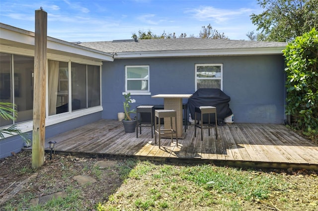 deck featuring area for grilling