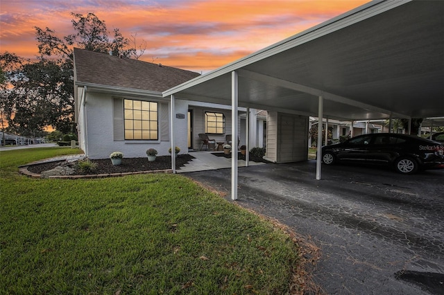 view of front of house with a lawn