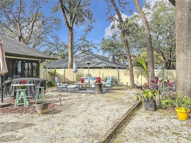 view of yard with a patio and an outdoor hangout area