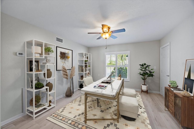 7886 9th Ave S, Saint Petersburg, FL 33707 - office area with ceiling fan, light wood-type flooring, and baseboards