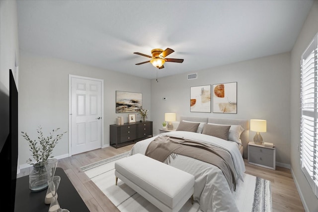 7886 9th Ave S, Saint Petersburg, FL 33707 - bedroom with light wood-style flooring, baseboards, and a ceiling fan