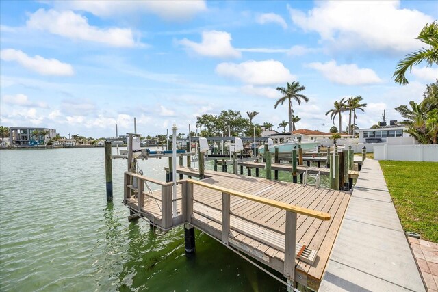 7886 9th Ave S, Saint Petersburg, FL 33707 - dock featuring boat lift and a water view