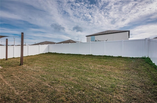 view of yard featuring a fenced backyard