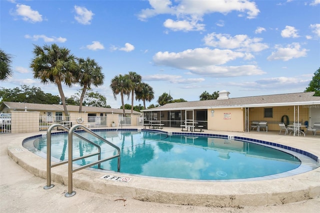 view of pool featuring a patio