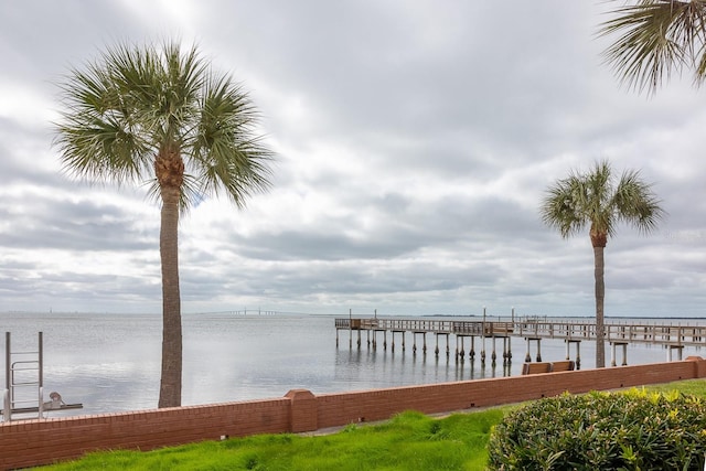 view of dock featuring a water view