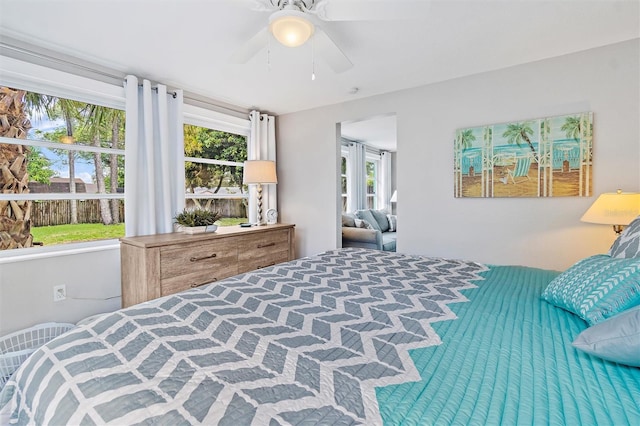 bedroom featuring ceiling fan