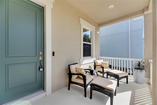 balcony featuring a porch