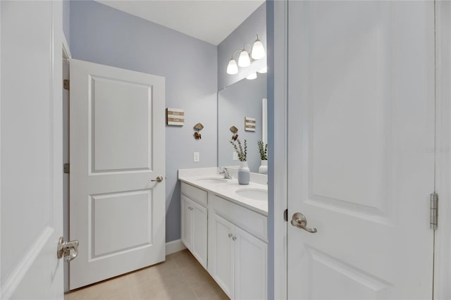 bathroom with vanity and tile patterned floors