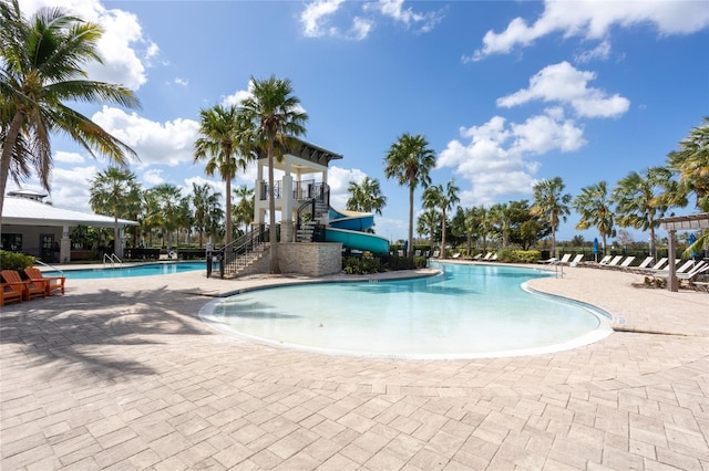 view of pool featuring a patio area