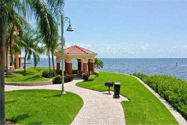 2717 Via Cipriani Unit 622B, Clearwater, FL 33764 - view of community with a water view, a gazebo, and a yard