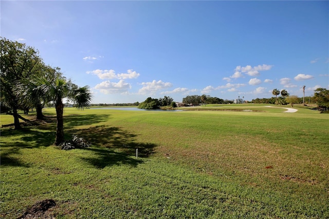 view of property's community featuring a lawn