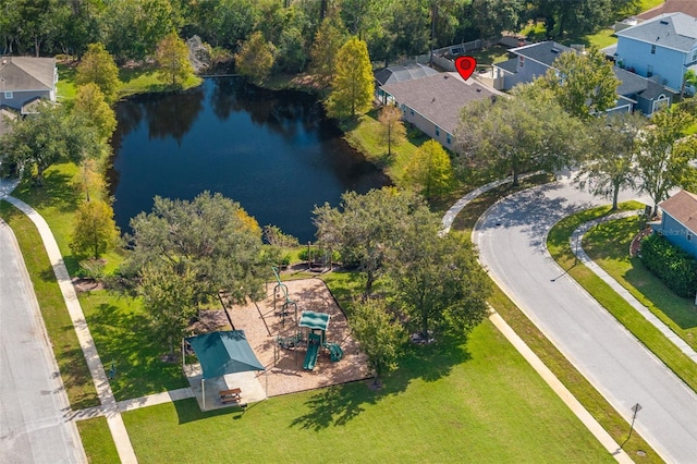 bird's eye view featuring a water view