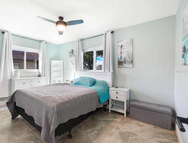 bedroom featuring ceiling fan