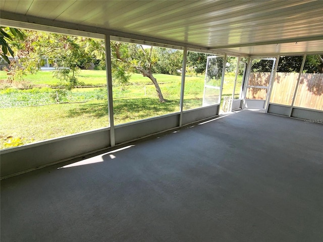 view of unfurnished sunroom