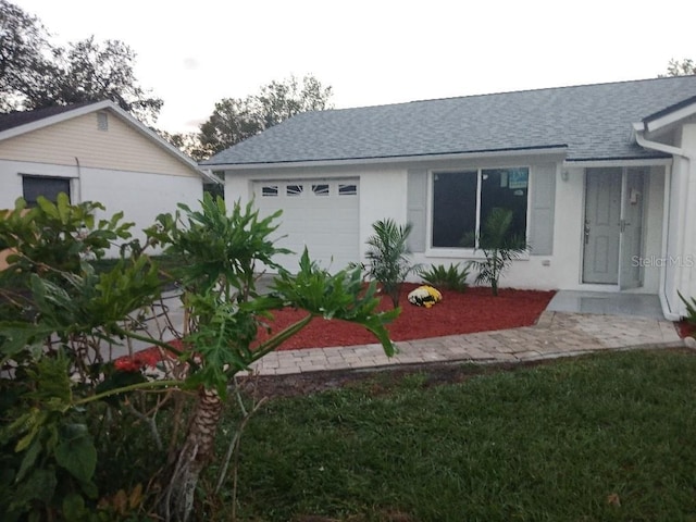 exterior space with a garage