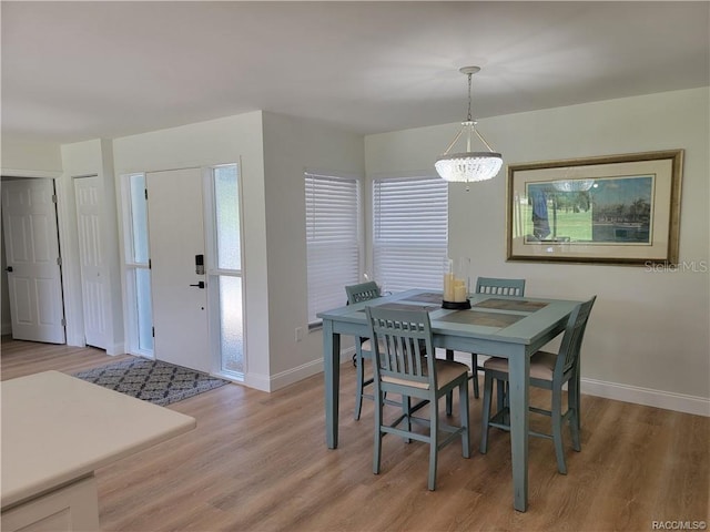 dining space featuring hardwood / wood-style flooring