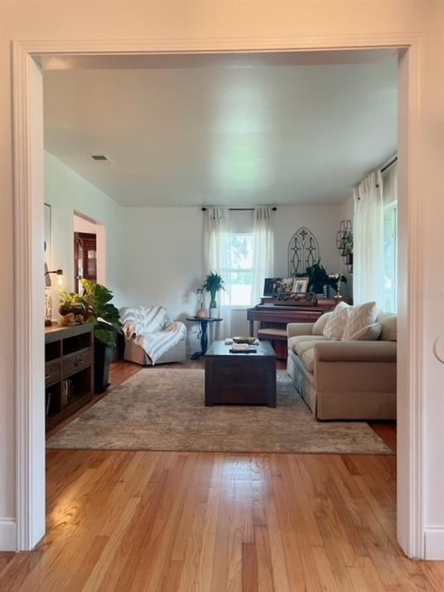 living room featuring light hardwood / wood-style floors