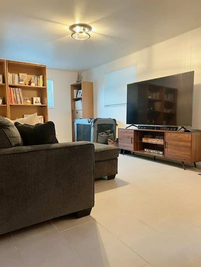 living room featuring tile patterned floors