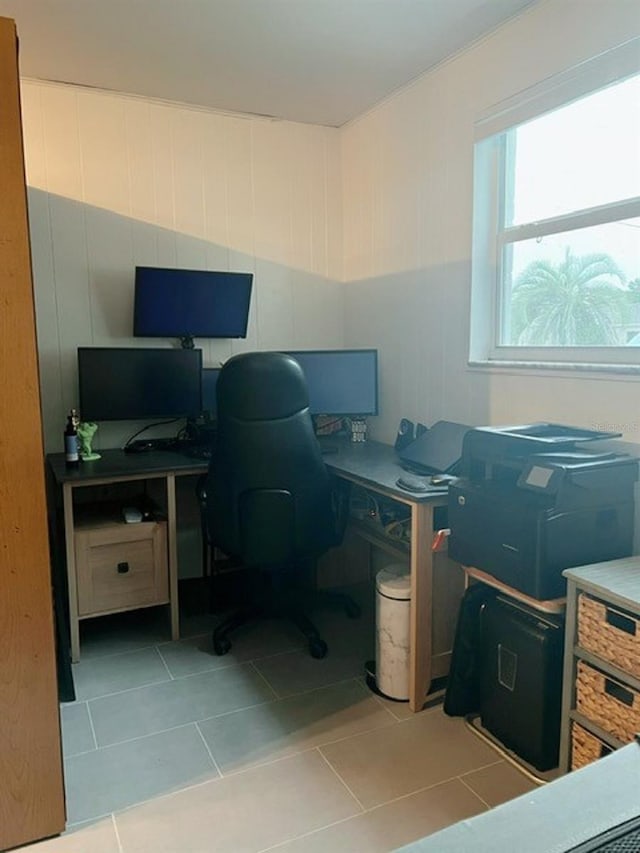 office featuring light tile patterned flooring