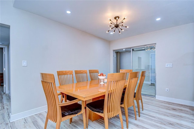 1802 E Hamilton Ave, Tampa, FL 33610 - dining space featuring a chandelier, light wood-style flooring, and recessed lighting