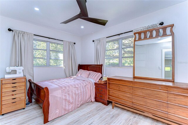 1802 E Hamilton Ave, Tampa, FL 33610 - bedroom featuring multiple windows, wood finished floors, recessed lighting, and ceiling fan