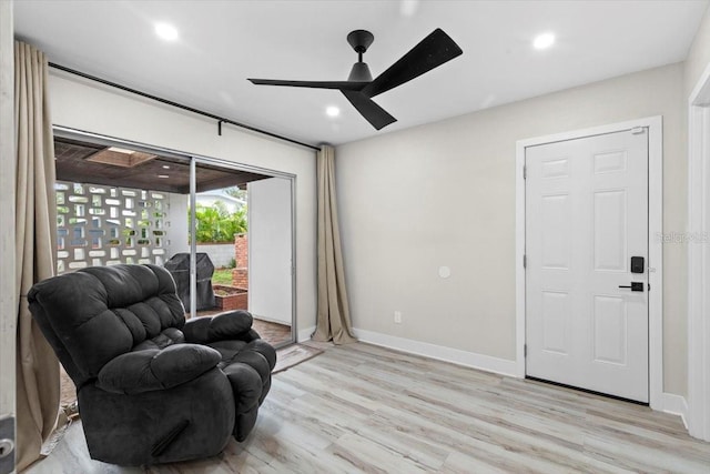1802 E Hamilton Ave, Tampa, FL 33610 - sitting room with a ceiling fan, light wood finished floors, and recessed lighting