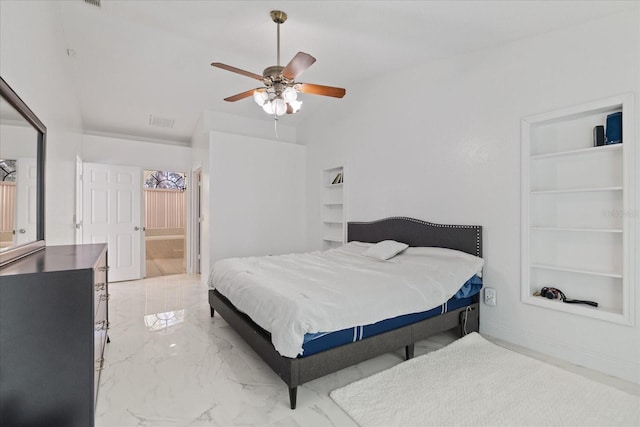 bedroom featuring ceiling fan