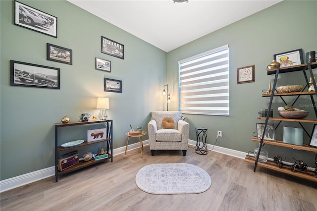 living area with light wood-type flooring