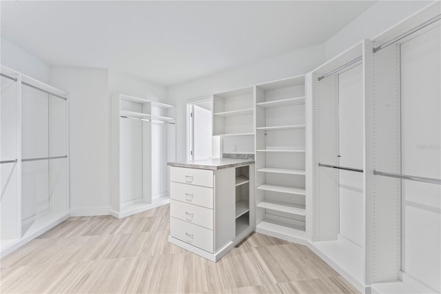 spacious closet with light wood-type flooring