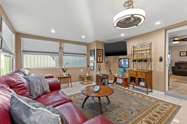 view of tiled living room