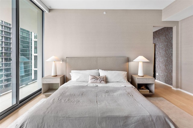 bedroom featuring light hardwood / wood-style flooring