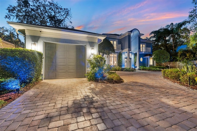 view of front of house with a garage