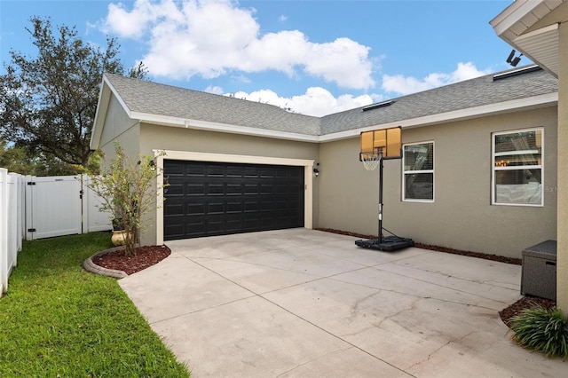 exterior space featuring a garage