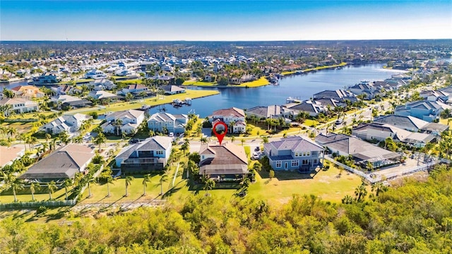 bird's eye view featuring a water view