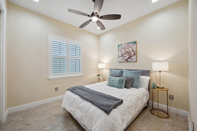 bedroom featuring ceiling fan