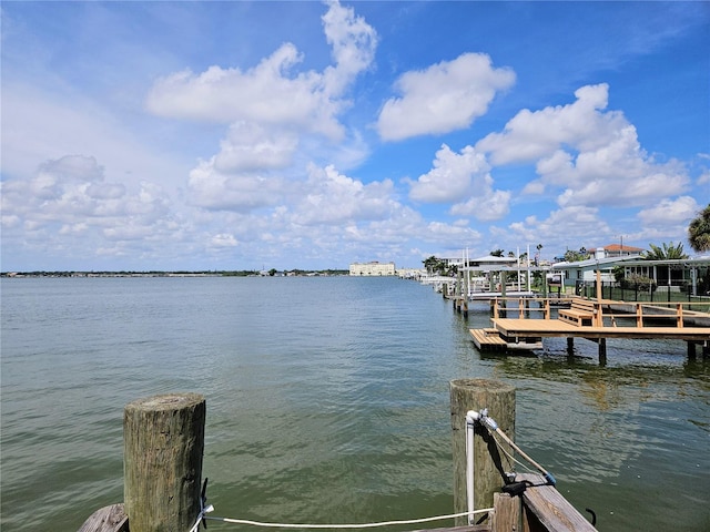 dock area featuring a water view