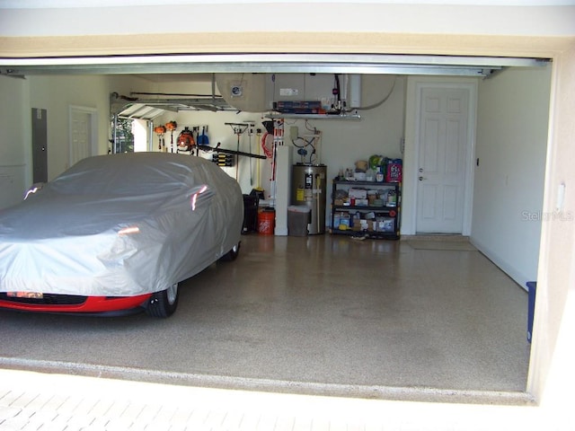 garage with electric water heater