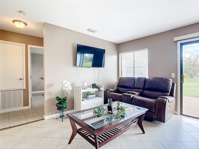 view of tiled living room