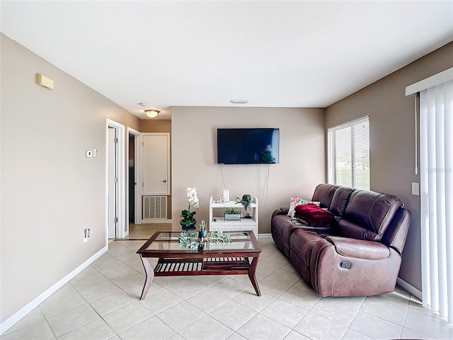 view of tiled living room