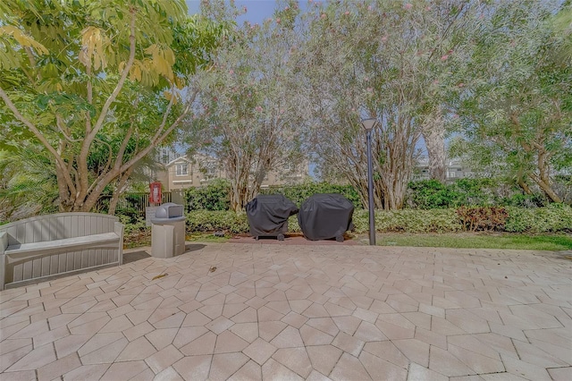 view of patio / terrace featuring a grill