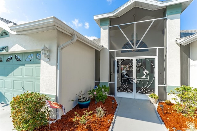 property entrance featuring a garage