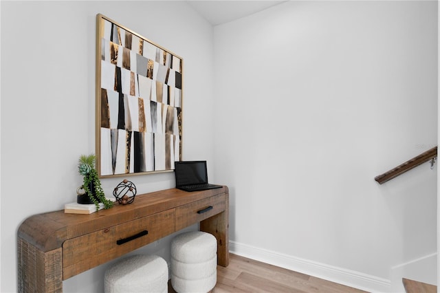 office space featuring light wood-type flooring