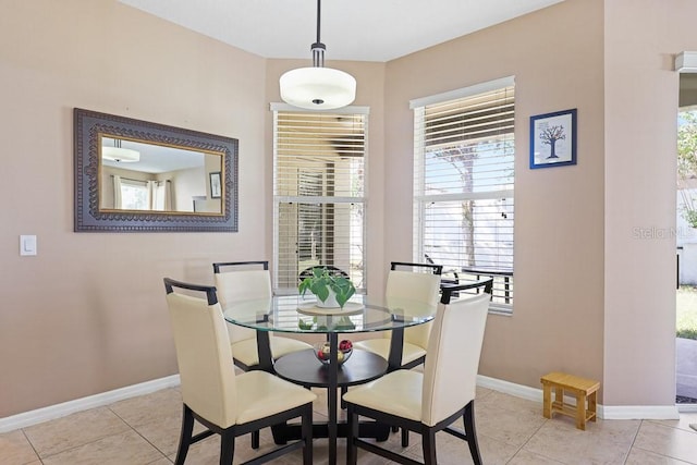 view of tiled dining room