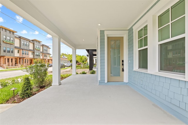 view of patio / terrace with a residential view