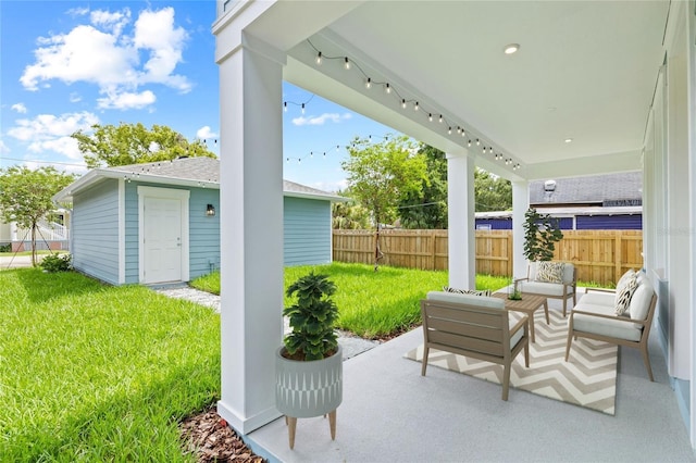 view of patio featuring an outdoor living space