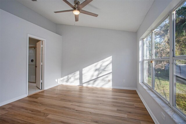 unfurnished room featuring light hardwood / wood-style floors and ceiling fan