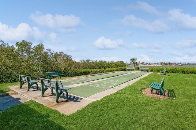 view of property's community with a yard